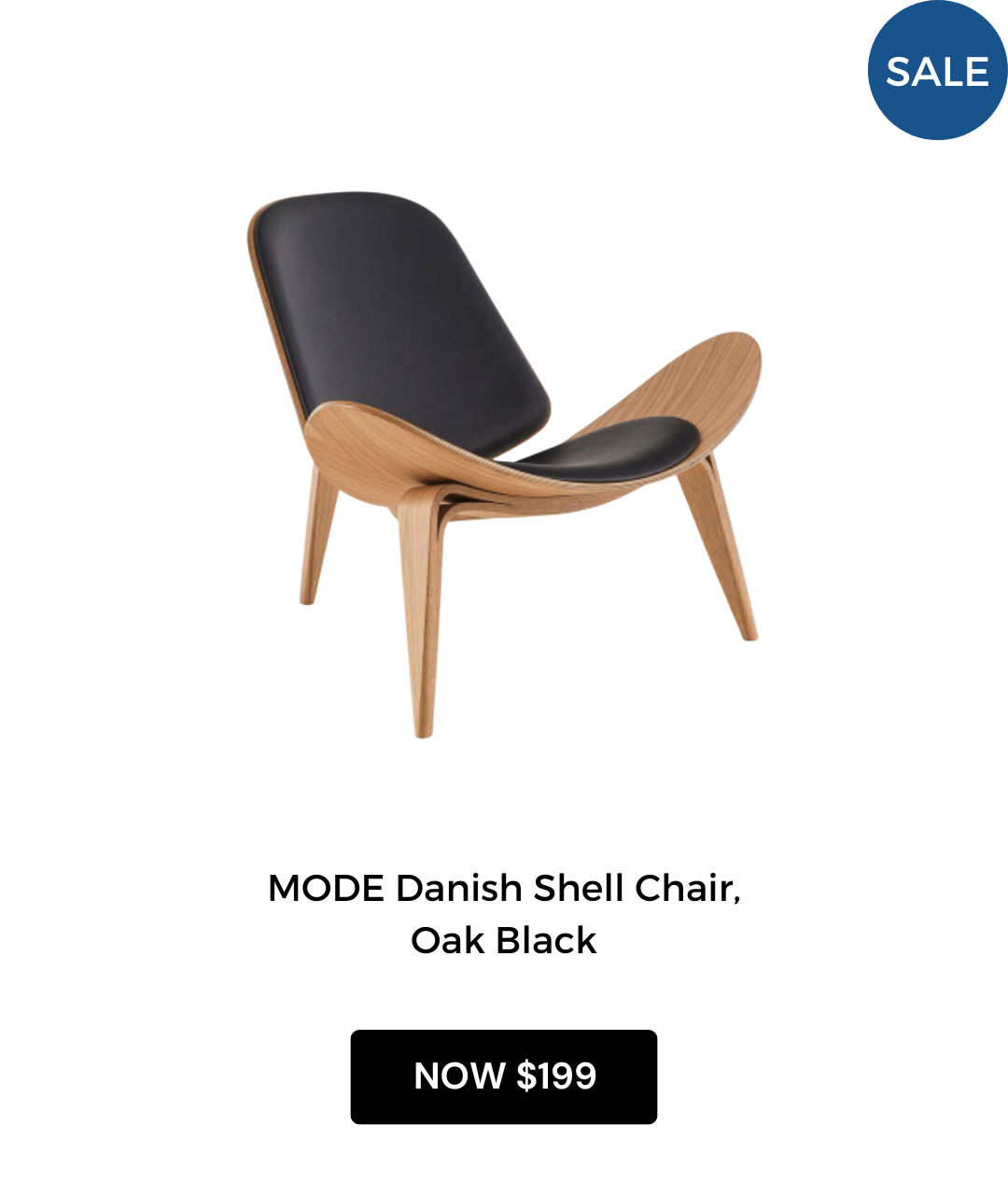 MODE Danish Shell Chair, Oak Black